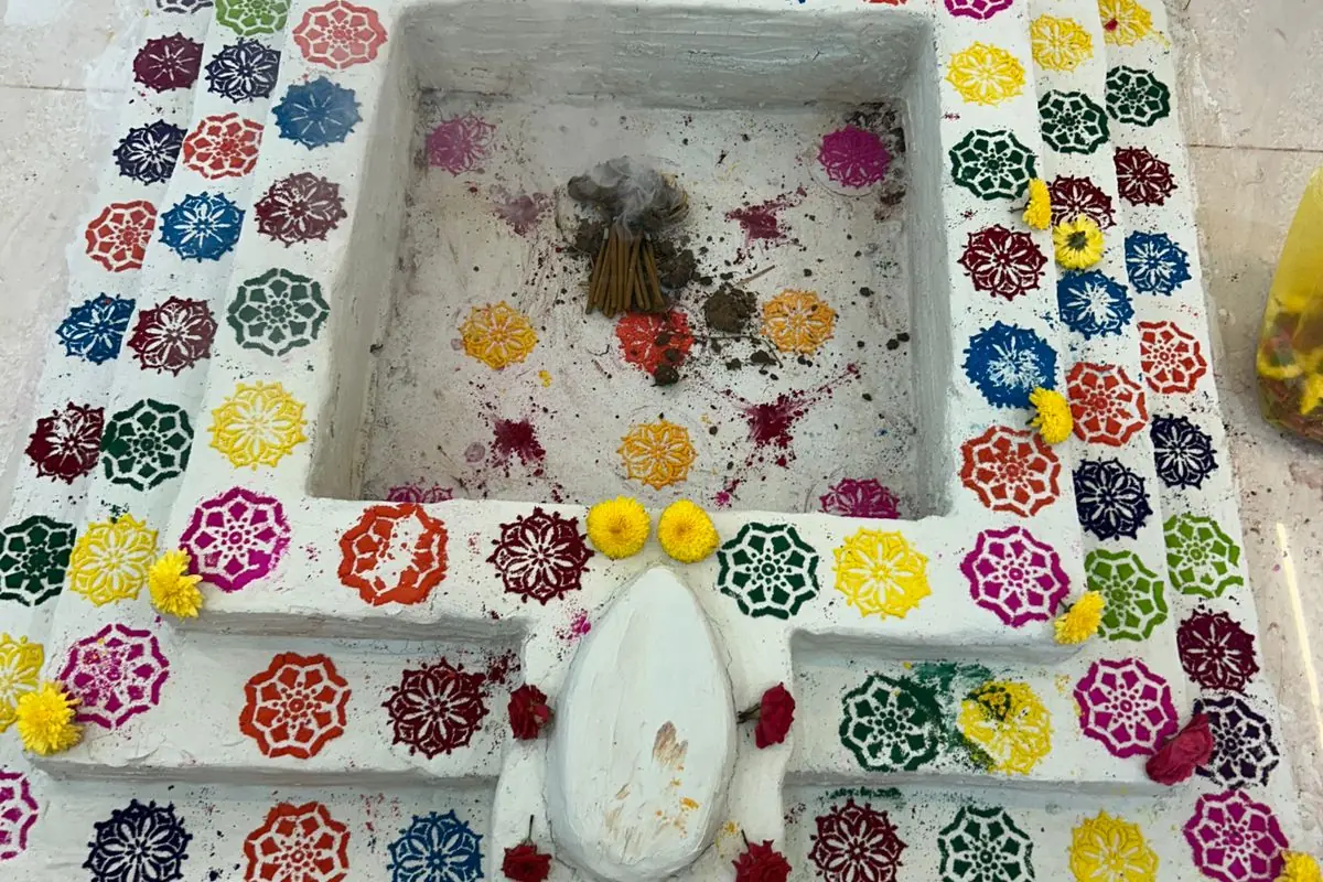 Decorated havan kund prepared for Grah Shanti Puja in Bangalore
