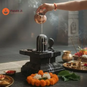 Rudrabhishek Puja vidhi with milk abhishekam on Shiva Linga