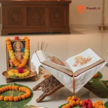 Sundarkand Path holy book setup for Tuesday Hanuman Puja rituals
